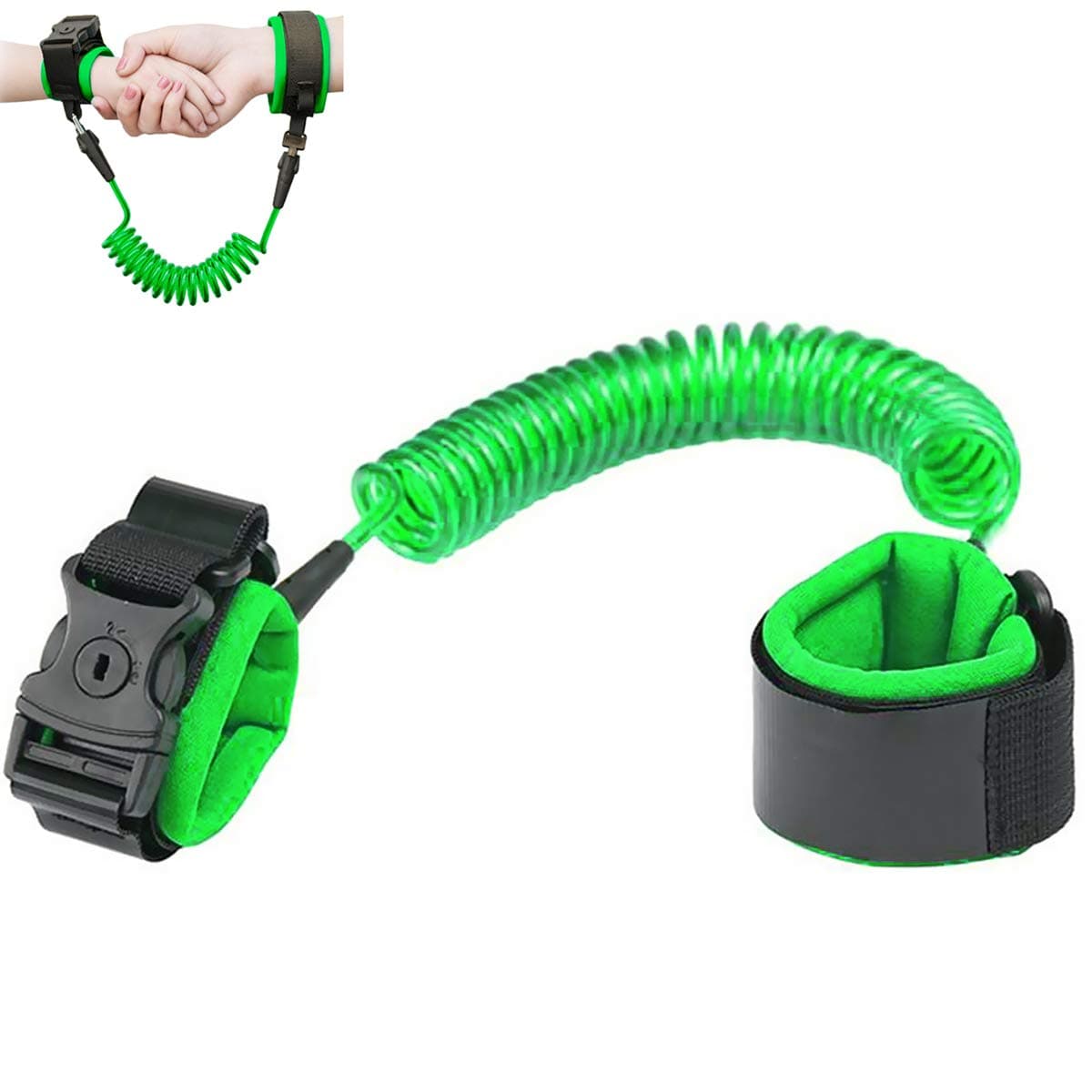 Anti Lost Wrist Link, Upgrade Version Safety Toddler Harness Leashes Child Safety Wristband Wrist Leash with Lock for Kids Toddlers 6.56ft (Green)