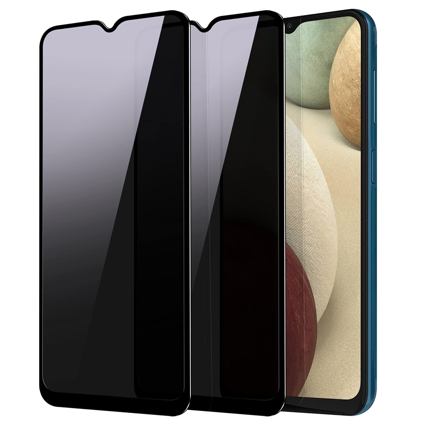 YWXTW Privacy Screen Protector for Samsung Galaxy A12/A13/A13 LTE/A32 5G/A03S/A02S, Upgraded Anti Spy Anti Peeping Tempered Glass Protector, 2-Pack (Black)