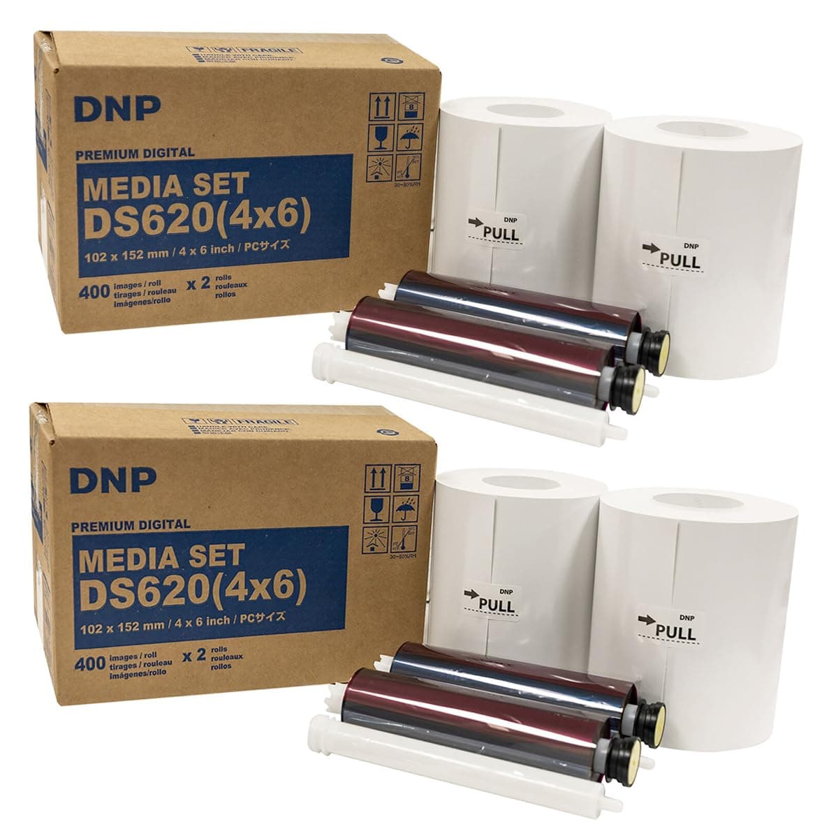 DNP 2x 4x6" Dye Sub Media for DS620A Printer, 400 Prints Per Roll, 2 Piece
