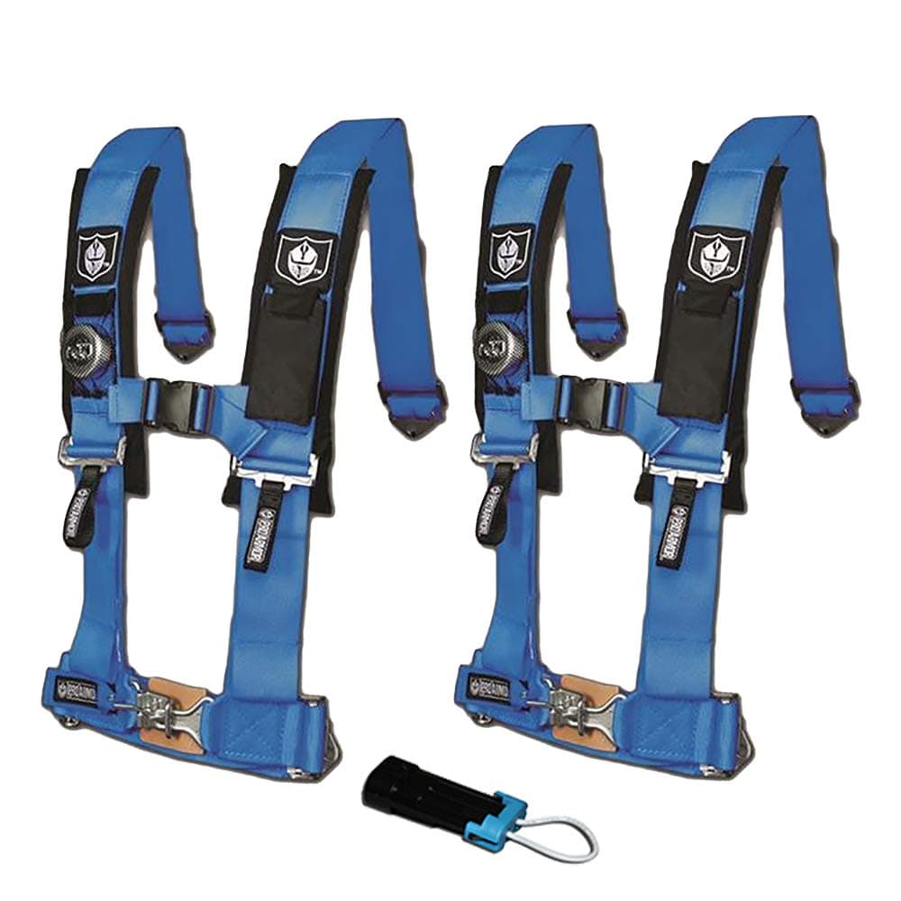 Pro Armor A114220VB P151100 Voodoo Blue 4-Point Harness 2" Straps, 2 Pack w/Seat Belt Bypass Clip