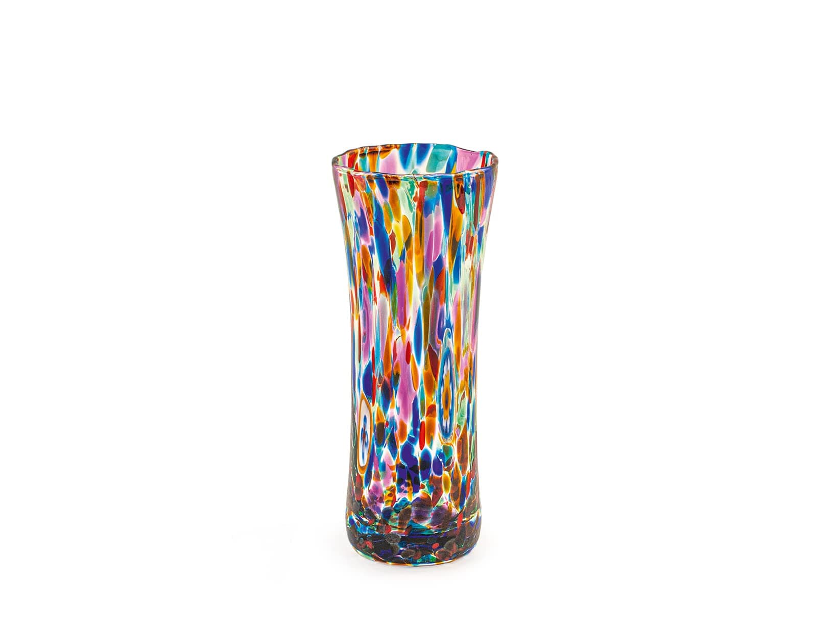 H&h Flared Vase in Multicolour Decorated Glass 7 x 18 x 7 cm
