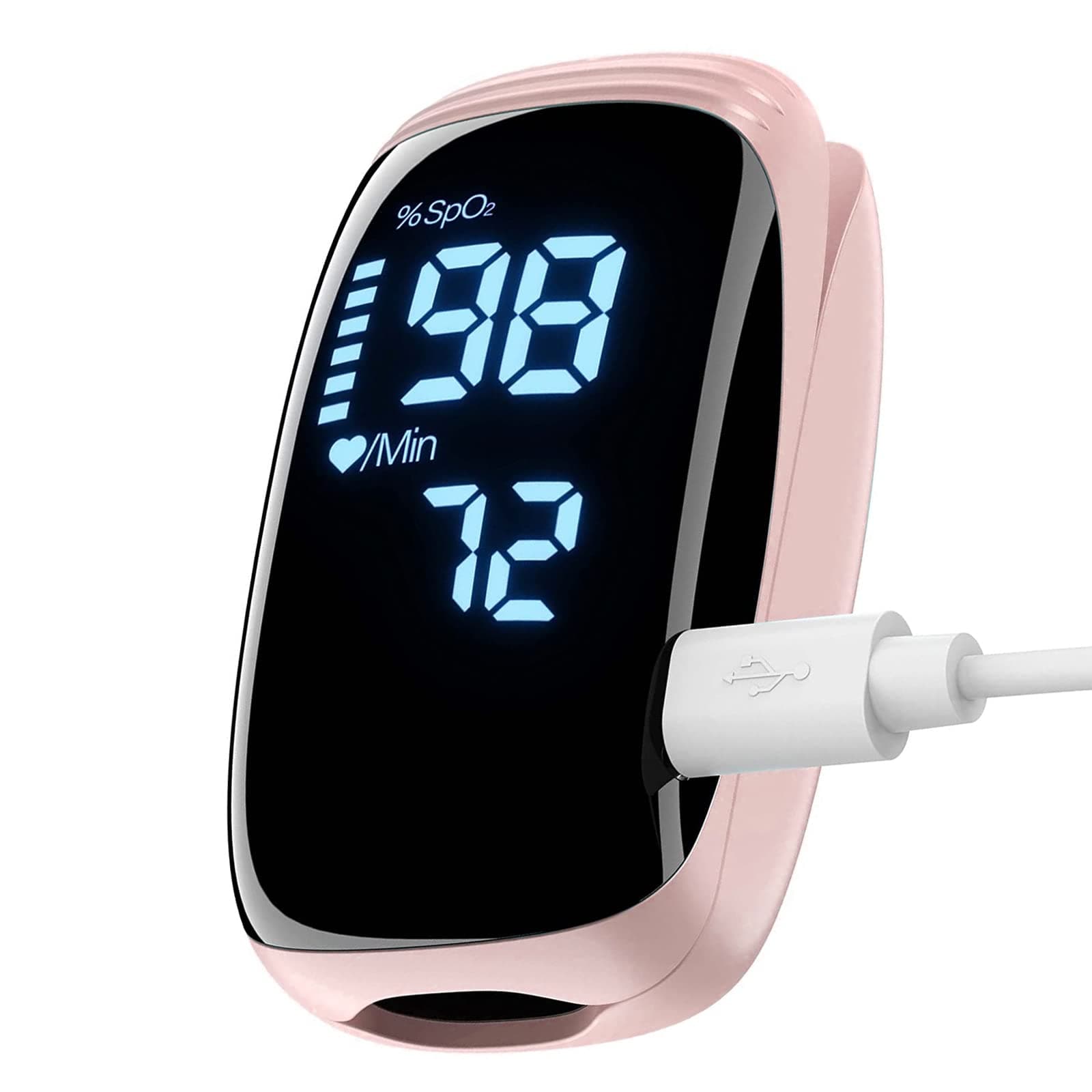 Rechargeable Pulse Oximeter with Accurate Fast Oximetry SpO2 Reading for Outdoor Sports & Home Use (Pink)