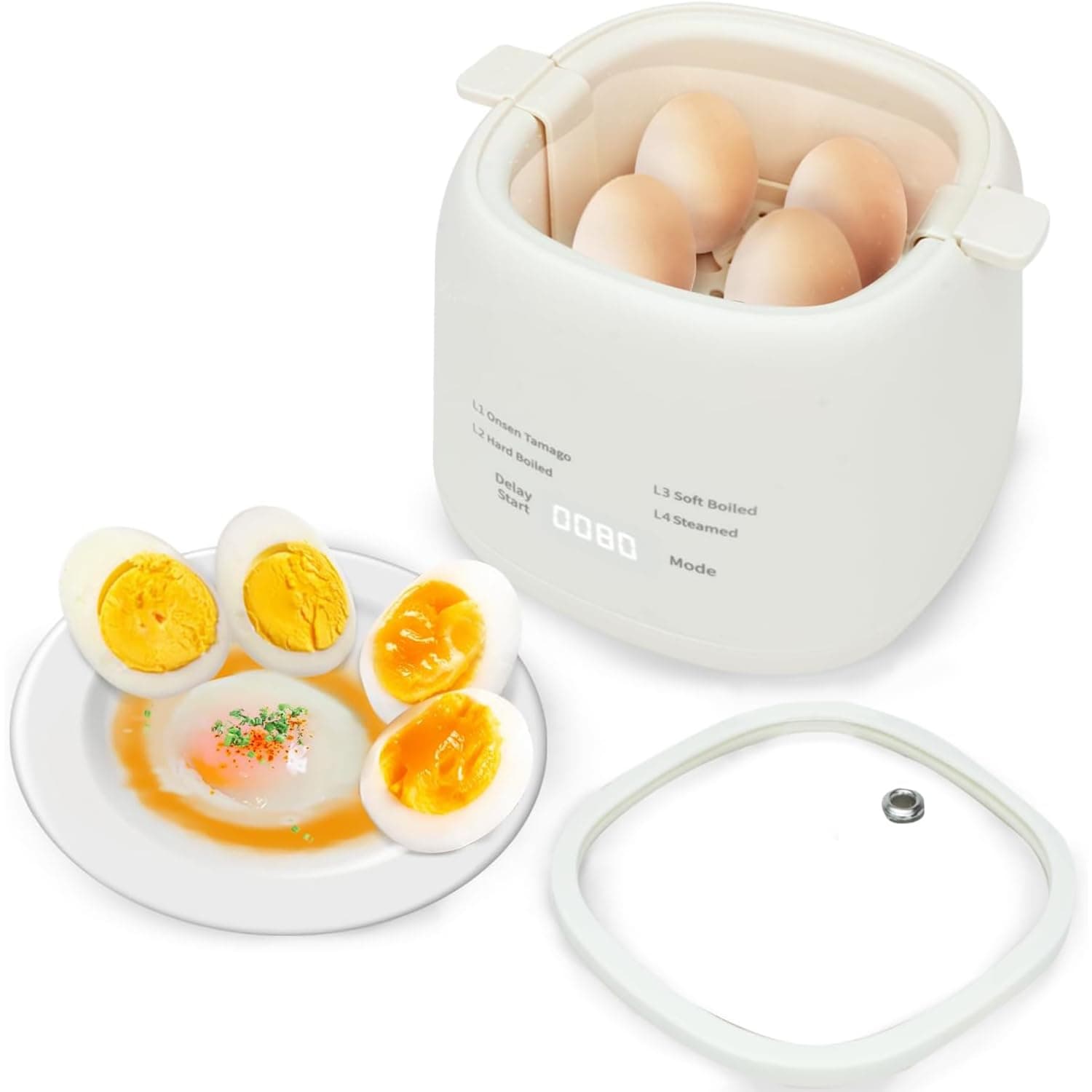 AquaFalcon Egg Maker - Electric Egg Cooker With Auto Shut Off And Alarm- Egg Maker Machine for Hard Boiled, Soft Boiled, Steamed Egg, Onsen Tamago - Smart Egg Cooker for Home,Kitchen, RV,Camping