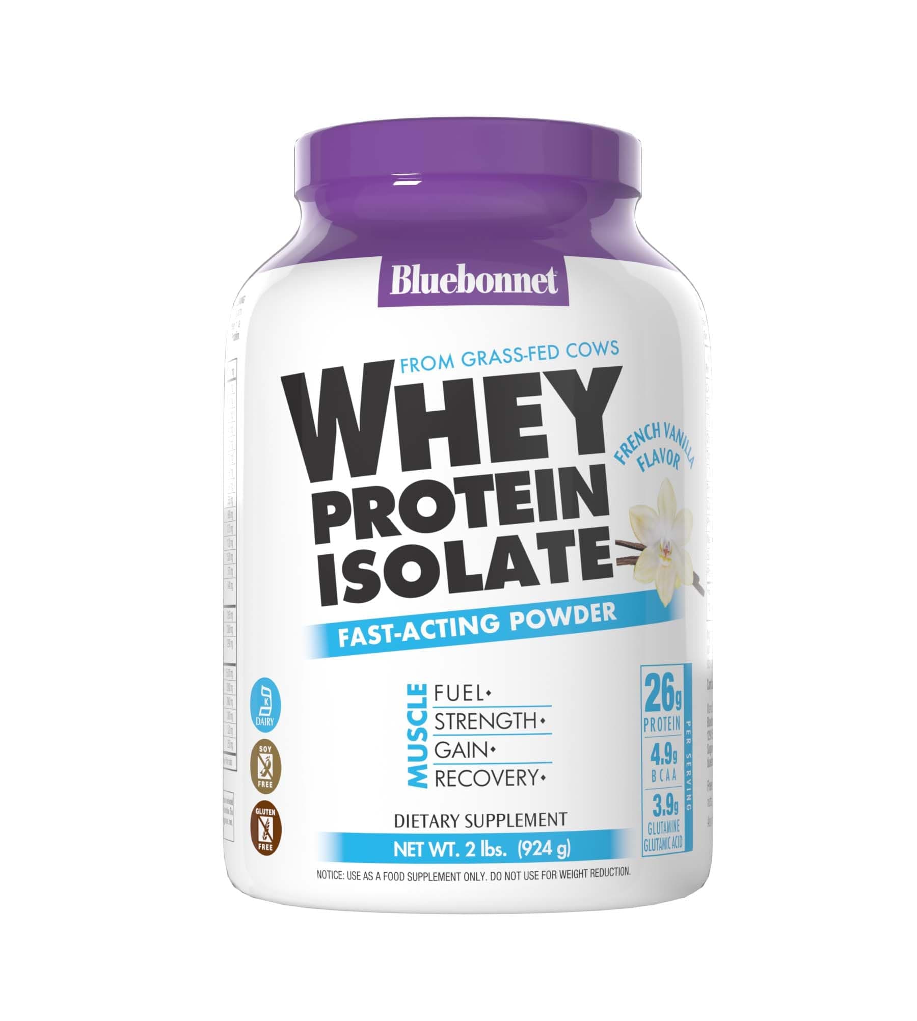 Bluebonnet Nutrition Whey Protein Isolate Vanilla Powder, 2 Lb