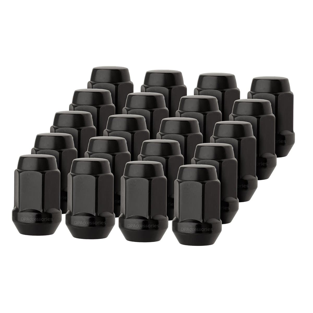LCB3B2HE-BK04020 20 Black 1/2-20 Closed End Bulge Acorn Lug Nuts - Cone Seat - 3/4" Hex Wheel Lug Nut