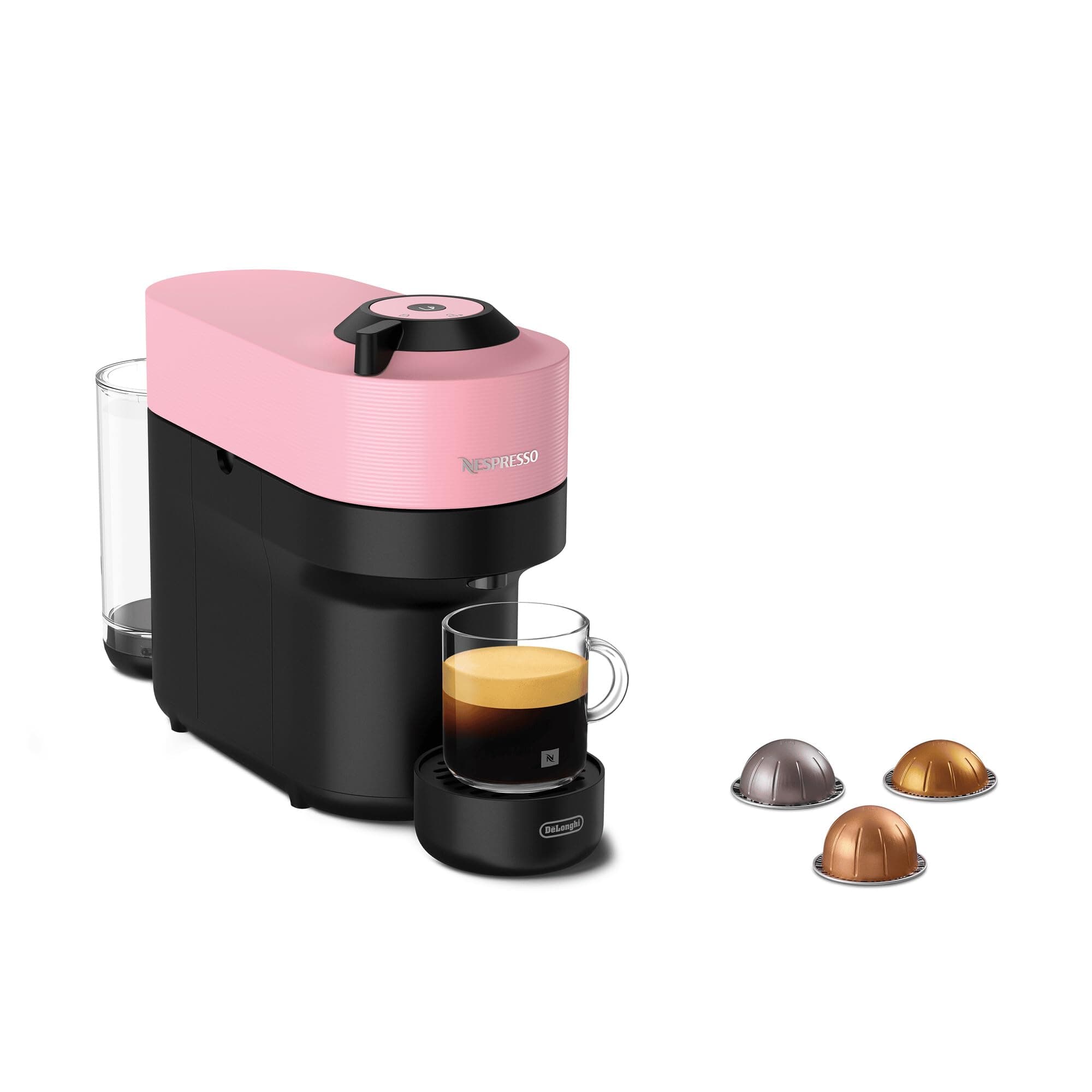 Nespresso Vertuo Pop Coffee Machine by De'Longhi, Over 40 Varieties of Pods, 6 Coffee Cup Sizes, Espresso, Cappuccino, Starter Capsule Set Included, ENV90.P, Pink
