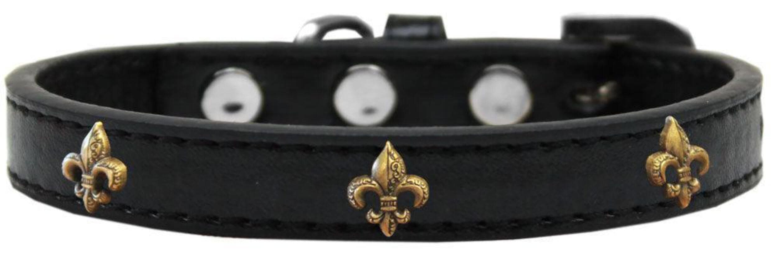 Mirage Pet Products Bronze Fleur De Lis Widget Dog Collar Black, Size 12