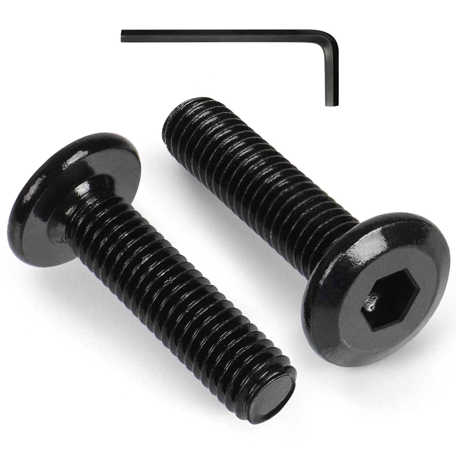 VGBUY M8-1.25 x 20 mm 33pcs Flat Head Hex Socket Cap Screws Metric M8 Bolts, 304 Stainless Steel 18-8, Black Zinc Plated, Full Thread, with Hex Spanner