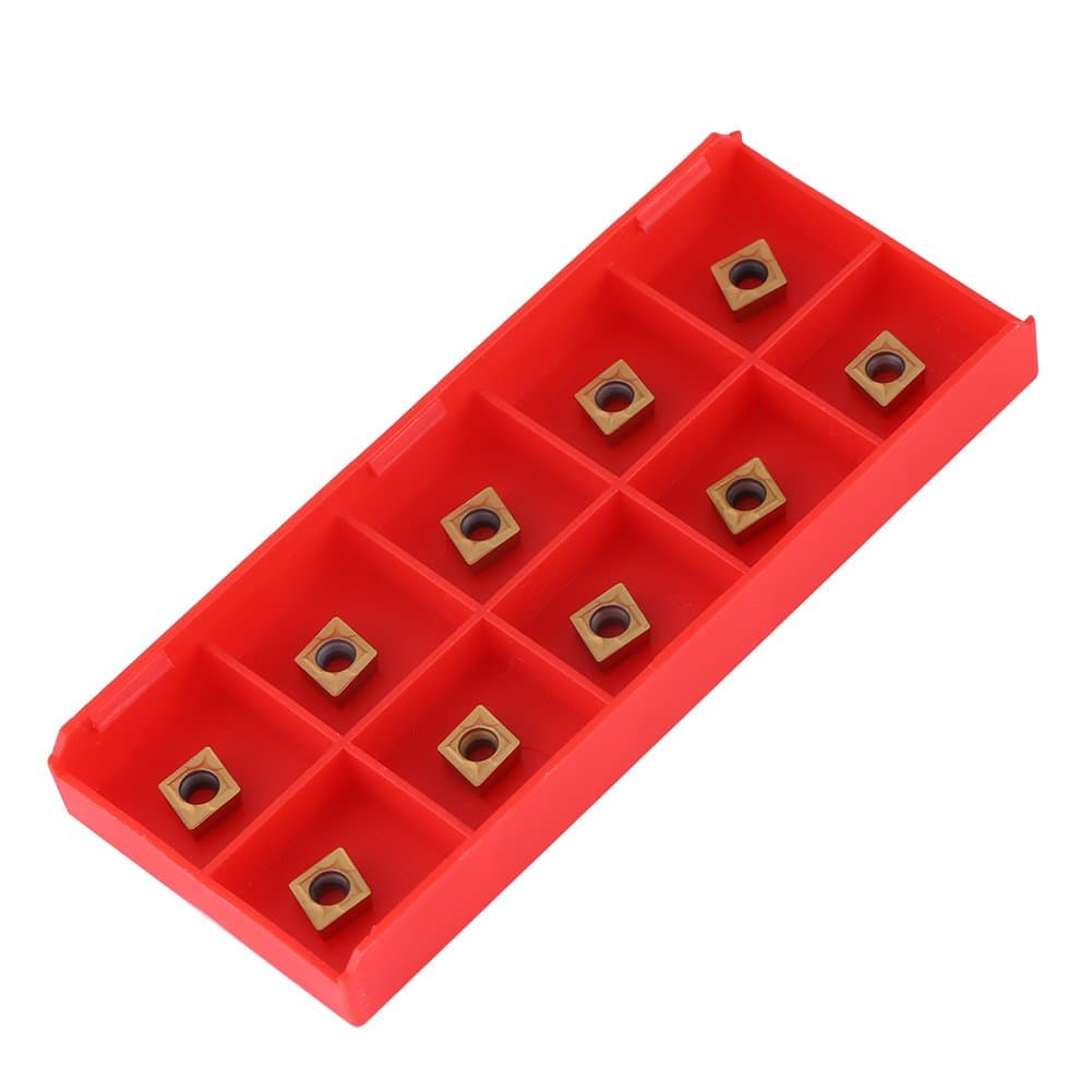 10pcs Tin-Coated CNC Carbide Insert Cutter Indexable Lathe Milling Inserts Turning Tools with Box CCMT060204-HM YBC251 for Steel Semifinishing
