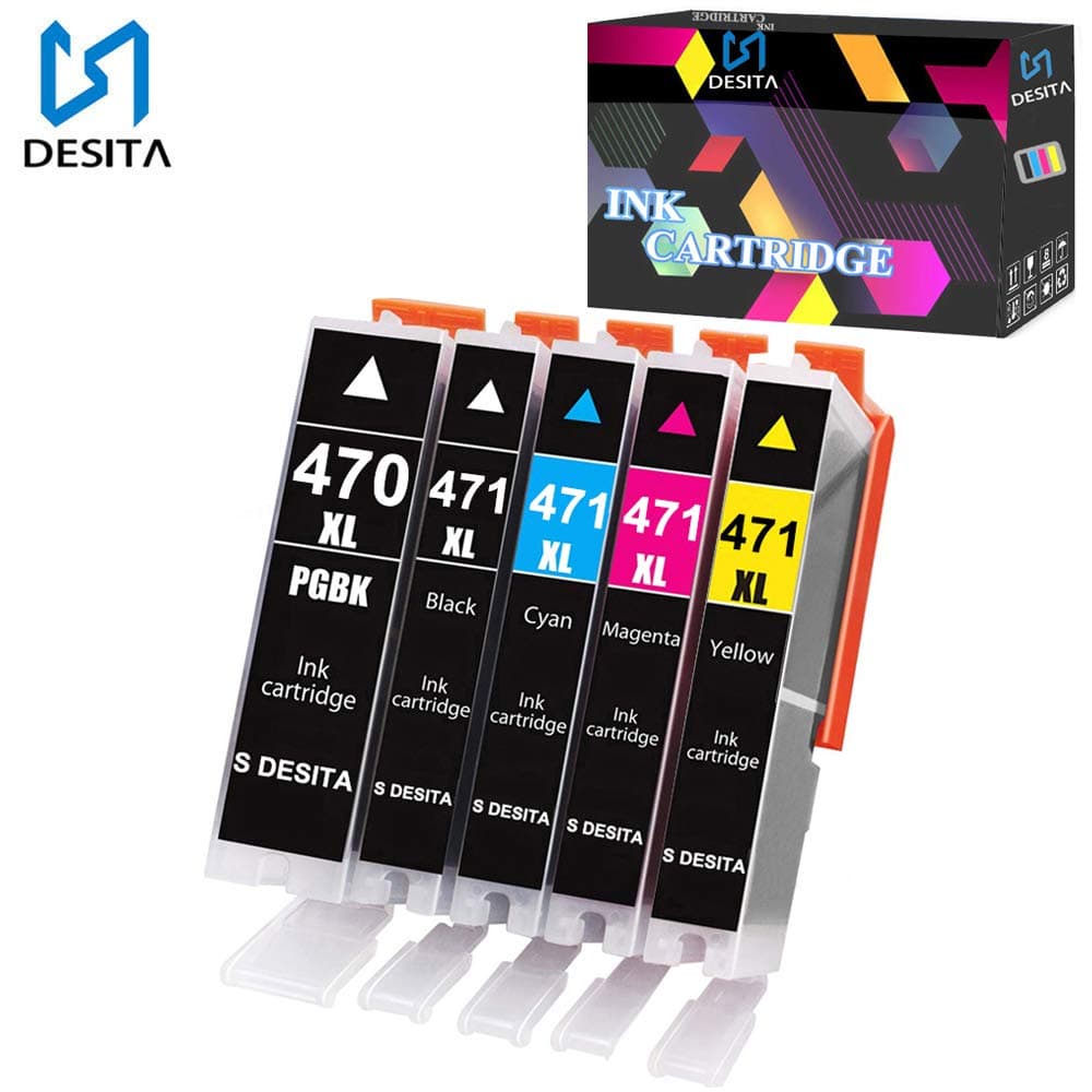 470 471 Ink Cartridges Replacement for Canon PGI-470XL CLI-471XL Compatible with PIXMA MG5740 MG6840 MG7740 Printer (BK/BK/C/M/Y) 5 Pack
