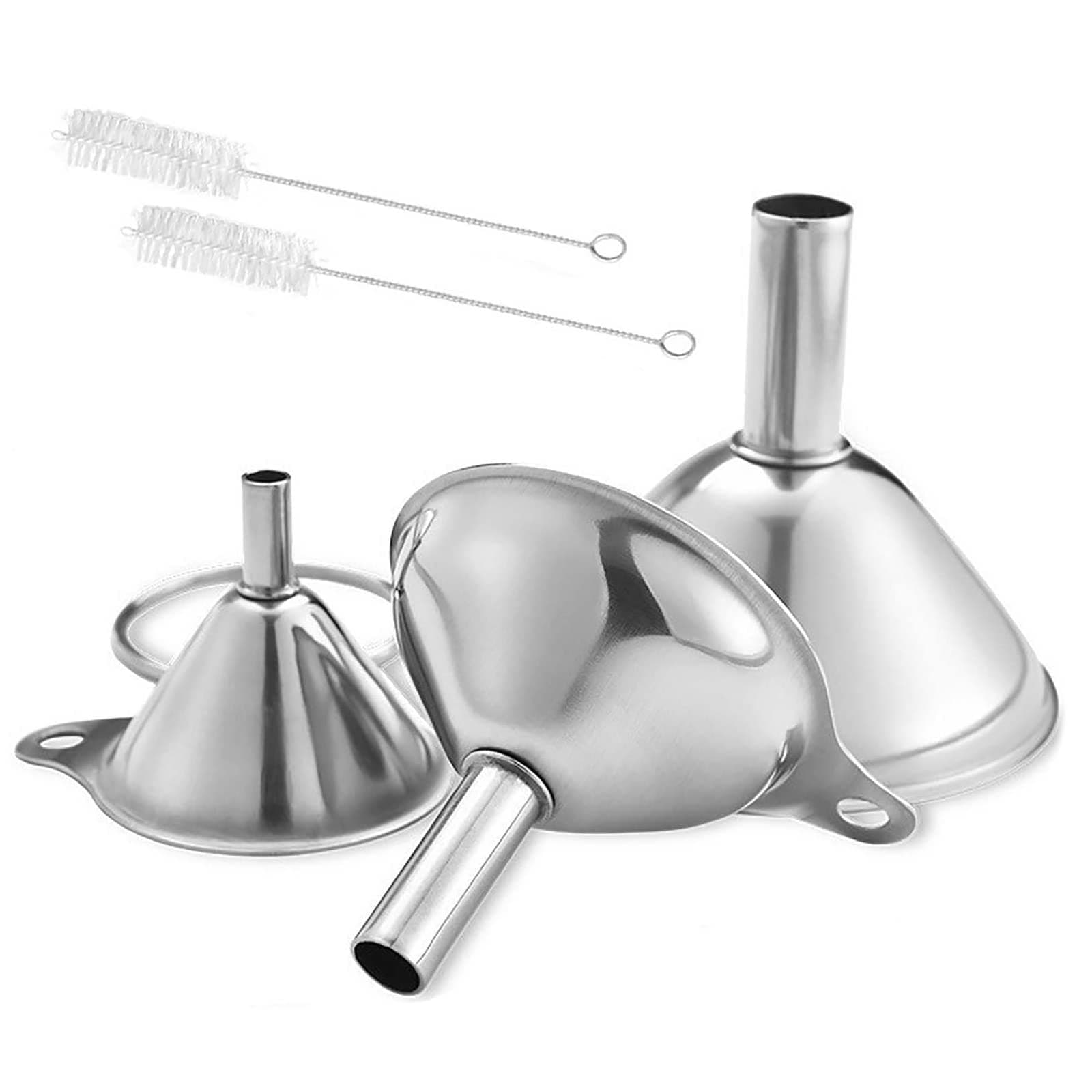 Stainless Steel Funnel Set - Kitchen Funnels for Spices, Essential Oils & Flask (1.7Inch/ 2.2Inch/ 2.9Inch)