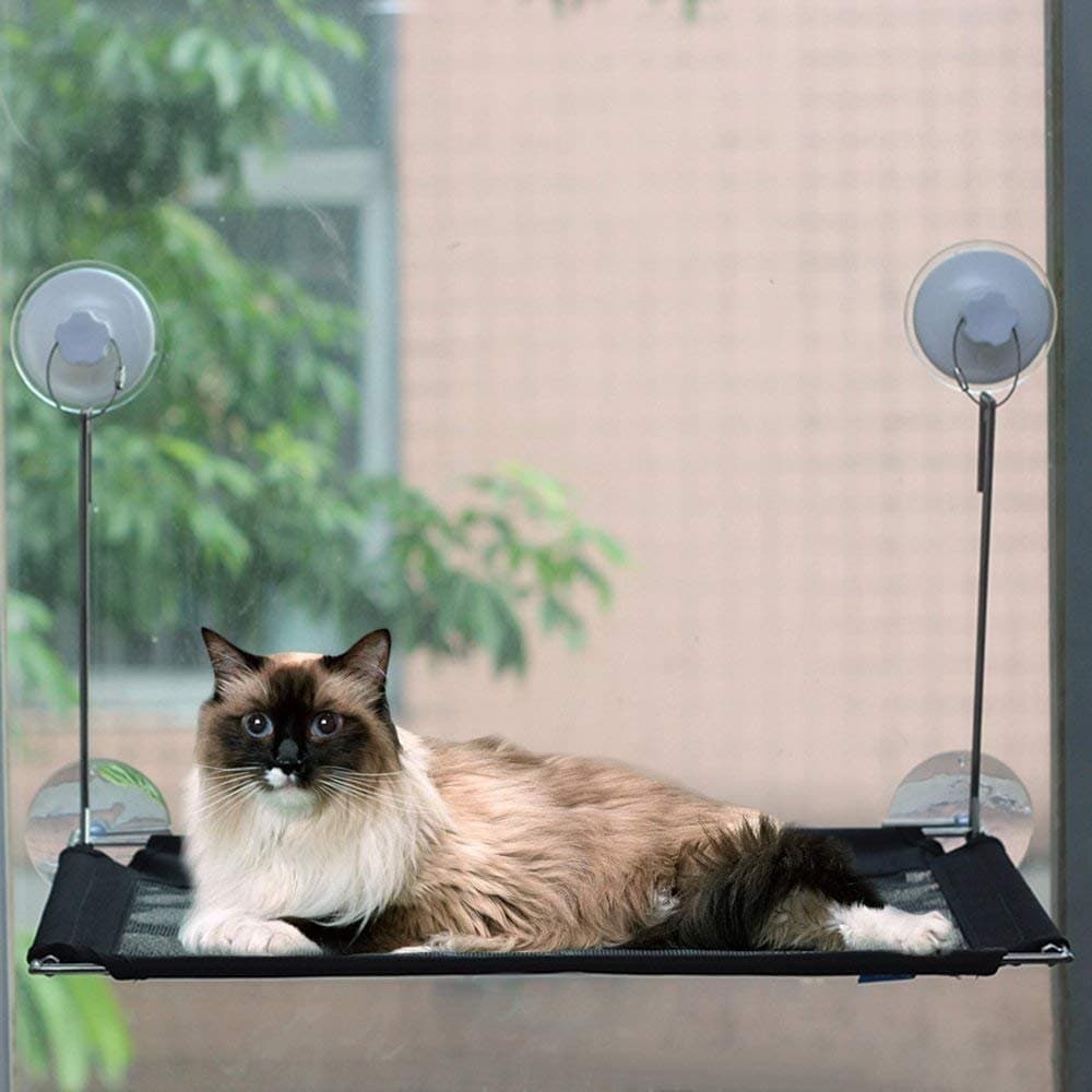 Kalmia Premium Cat Window Perch| Large Bed Hammock Design for Any Cat Size| Deluxe Waterproof Breathable Woven Fabric| Giant Suction Cups| Just The Best Window Cat Seat