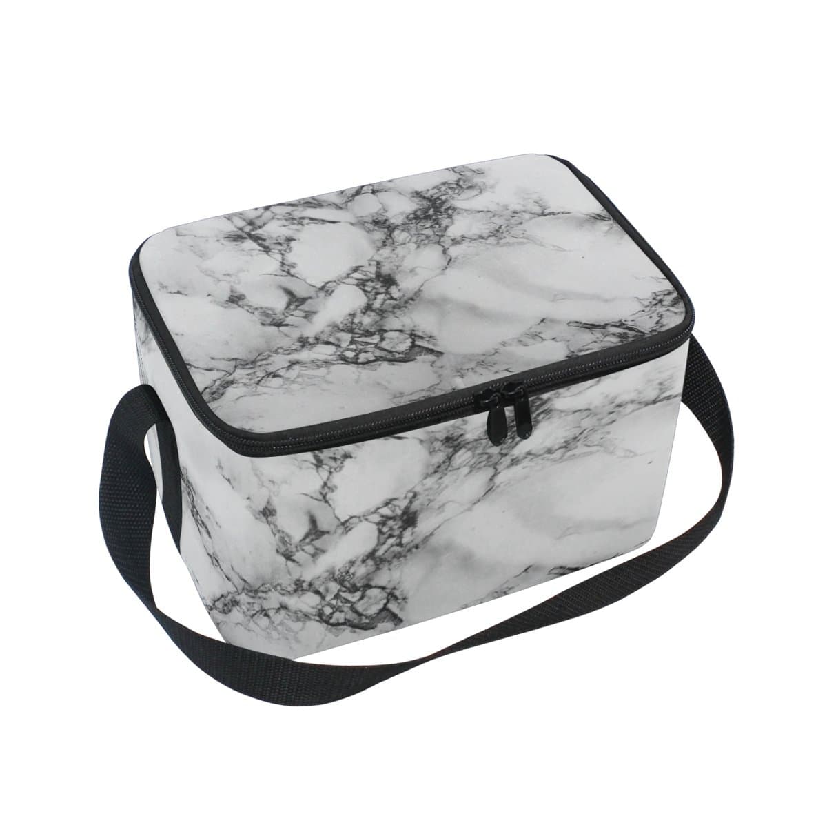 Abstract Marble Texture Lunch Box Bag, Insulated Cooler Ice Lunch Tote Bag Reusable for Men Women Adult Kids Boys Girls