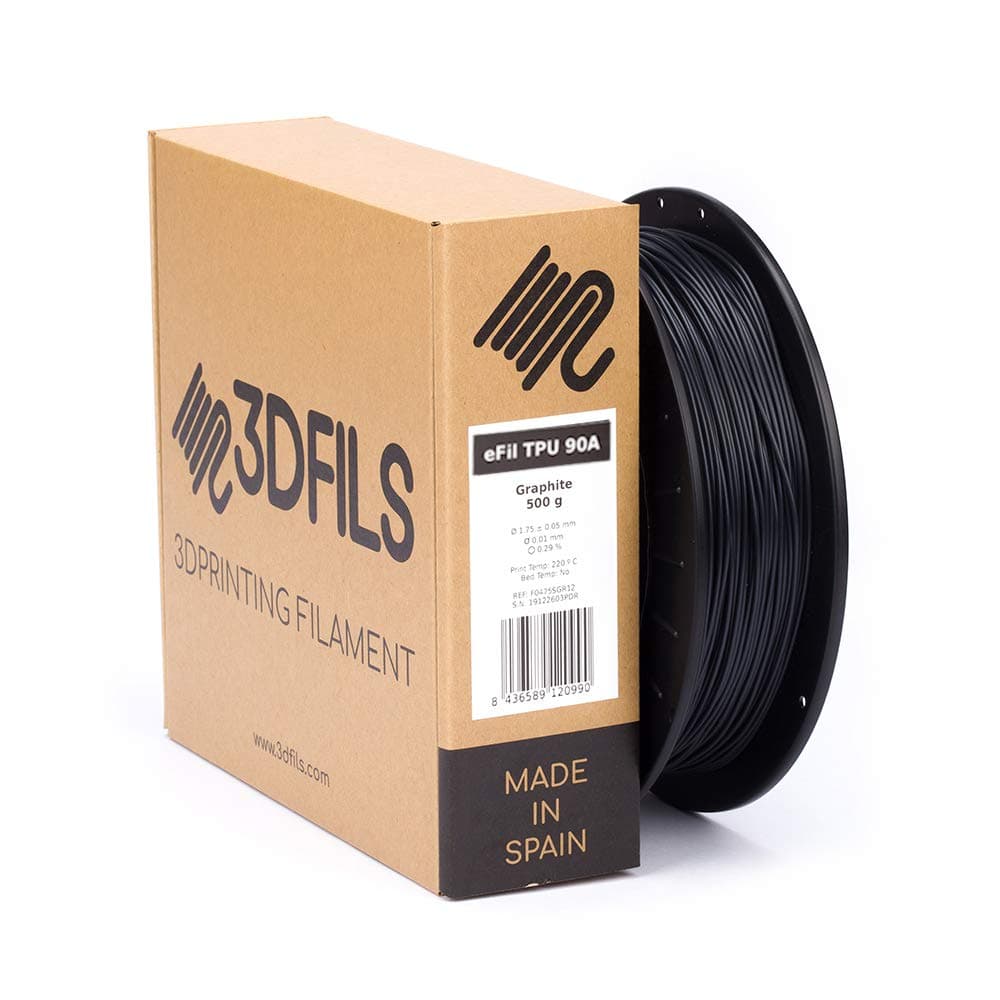 3DFILS - eFil TPU 90A Flexible 3D Printing Filament: 1.75 mm, 500 g, Graphite