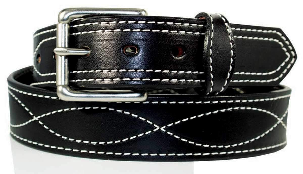 Men's Harness Leather Work Belt - 1 1/2" w/Decorative Figure 8 Stitching