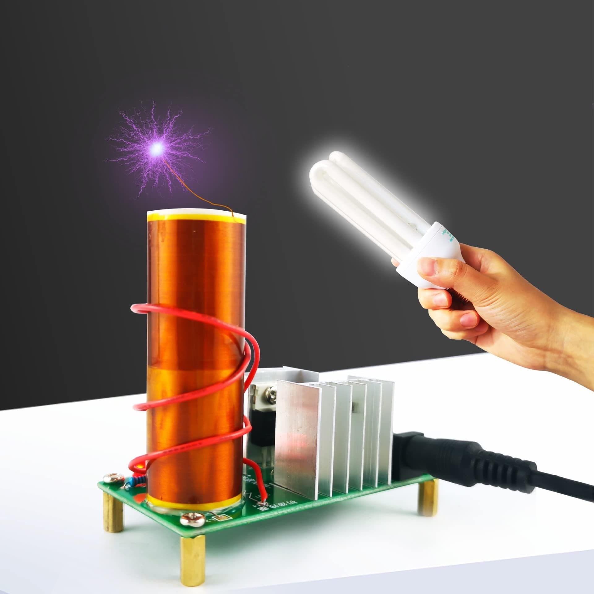 WWZMDiB Mini DIY Tesla Coil Kit Practice Soldering Project Electronic Kit for Adults which can Sing, wirelessly Transmit Electricity, Light Fluorescent Lamps, and Have Wonderful arcs.
