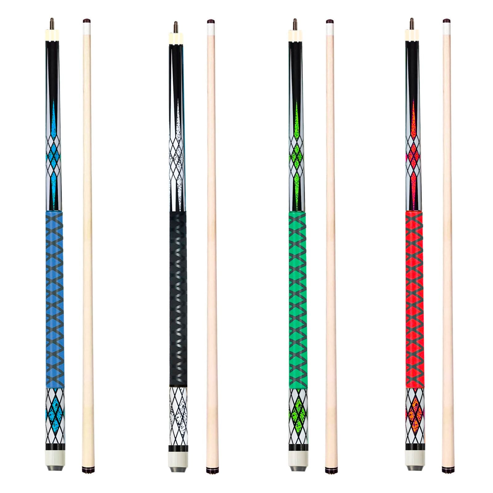 Pool Sticks Set of 4 and Pool Sticks Set of 2 with 13mm Cue Tip 58" Pool Cue with Rubber Anti-Skid Sleeve