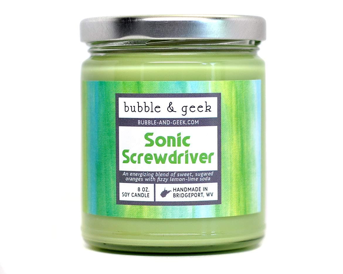 Sonic Screwdriver Scented Soy Candle - highly scented - lime, orange, vanilla
