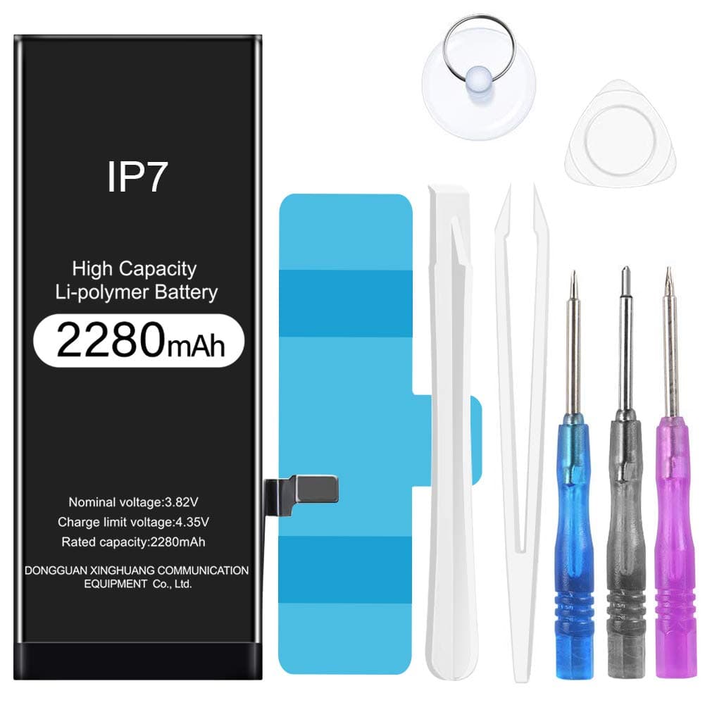 Rommisie 2280mAh Battery for iPhone 7 Battery Replacement, high Capacity Polymer Lithiumion with a Full Set of Professional Maintenance Kits, adhesives and Instructions,Two-Year Warranty
