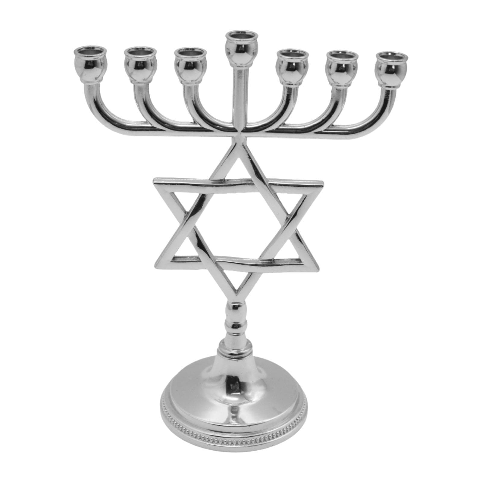 LOOM TREE® Hanukkah Menorah Table Sturdy Base Pillar Candle Holder for Desk Shelf Decor Silver | 1 Candlestick Holder