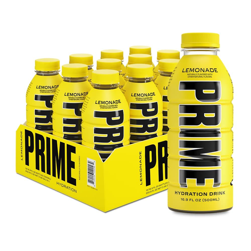 Prime Lemonade Hydration Drink, 16.9 fl oz ℮ 500 ml, 12 Pack