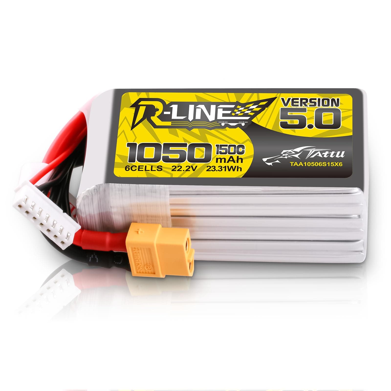 TATTU R-Line Version 5.0 6S Lipo Battery 22.2V 150C 1050mAh Lipo Battery Pack with XT60 Plug