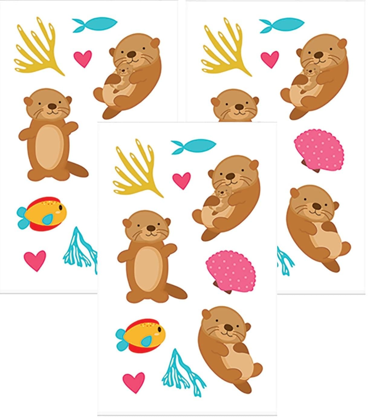 Playhouse Pack of Three Perforated Sticker Half-Sheets for Crafts, Trading & Collecting - Sweetest Sea Otters