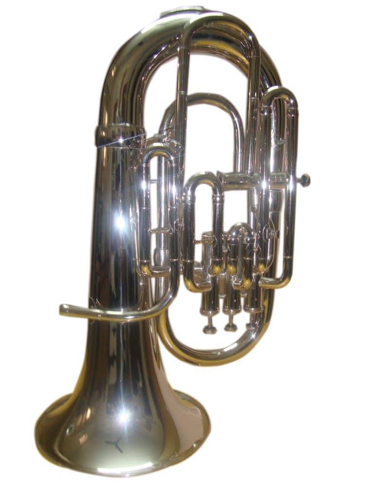 OSWAL Bb/F 4 Valve Flat Silver Nickel Euphonium With Free Hard Case+M/P