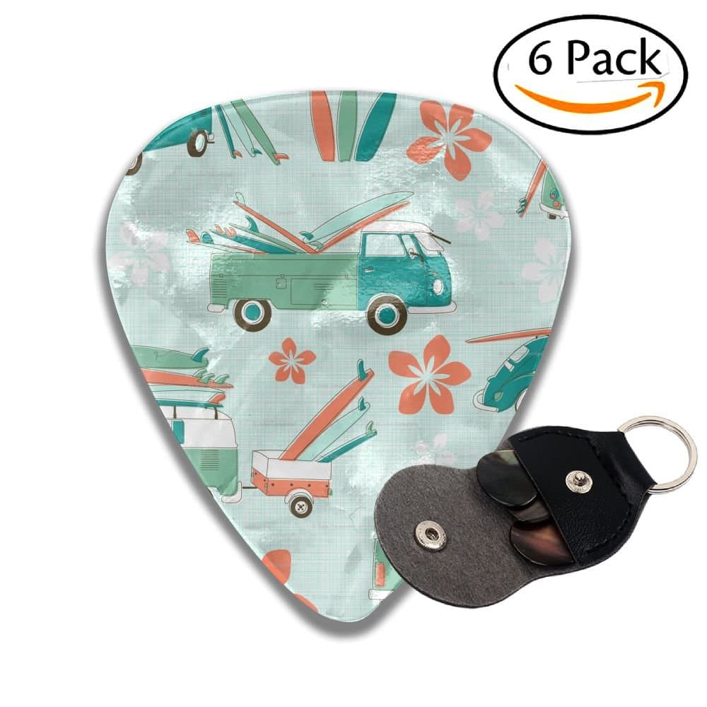 NUCOJ HUOC Surfboards Pattern 351 Shape Classic Guitar Picks Cool Design Best Celluloid Guitar Picks For Your Electric, Acoustic, Or Bass Guitar