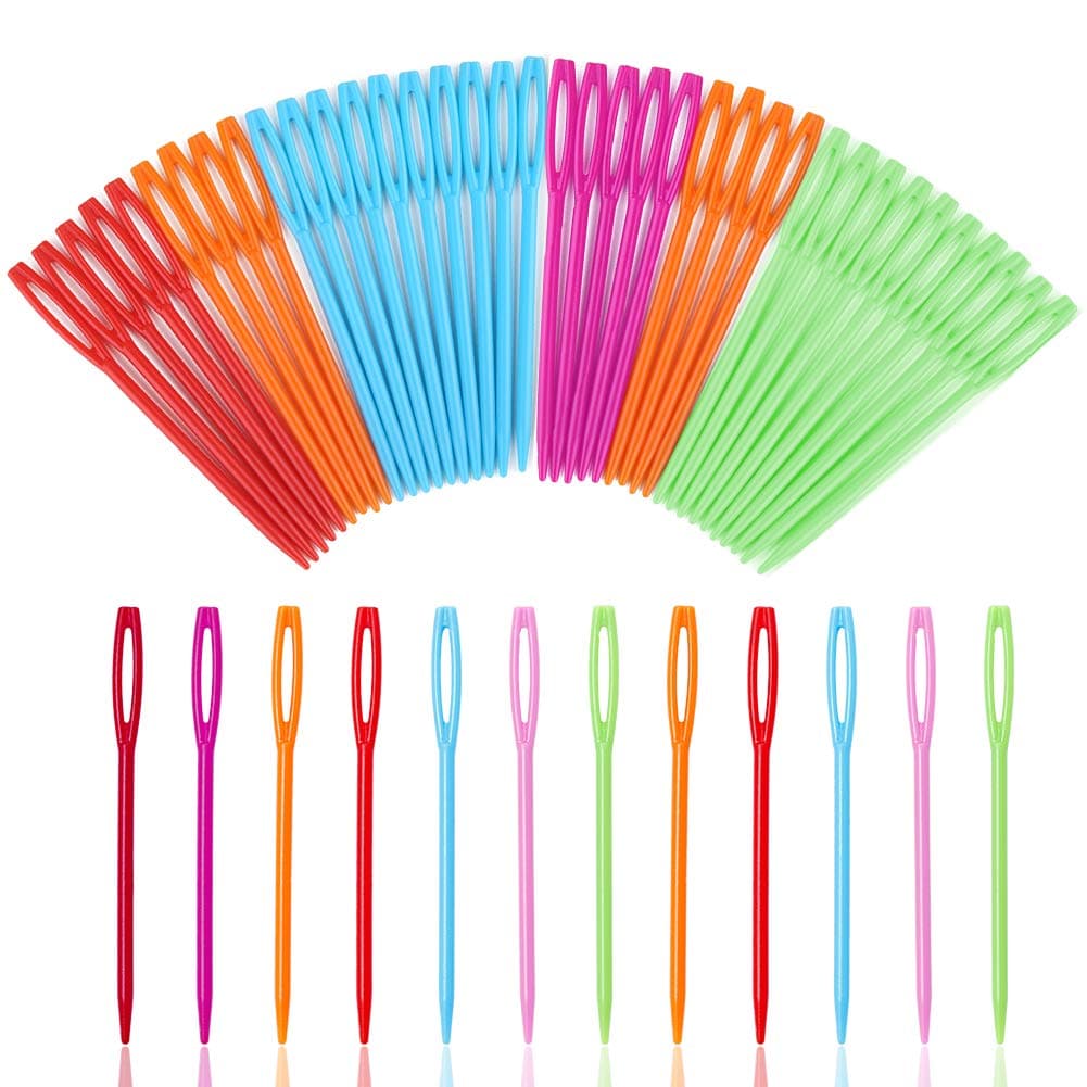 50 Pcs Large Eye Plastic Needles, 2.7inch/7cm Learning Needles, Yarn Needles Darning Needle Plastic Sewing Needles Tapestry Needles, Safety Lacing Needles for DIY Sewing Handmade Crafts