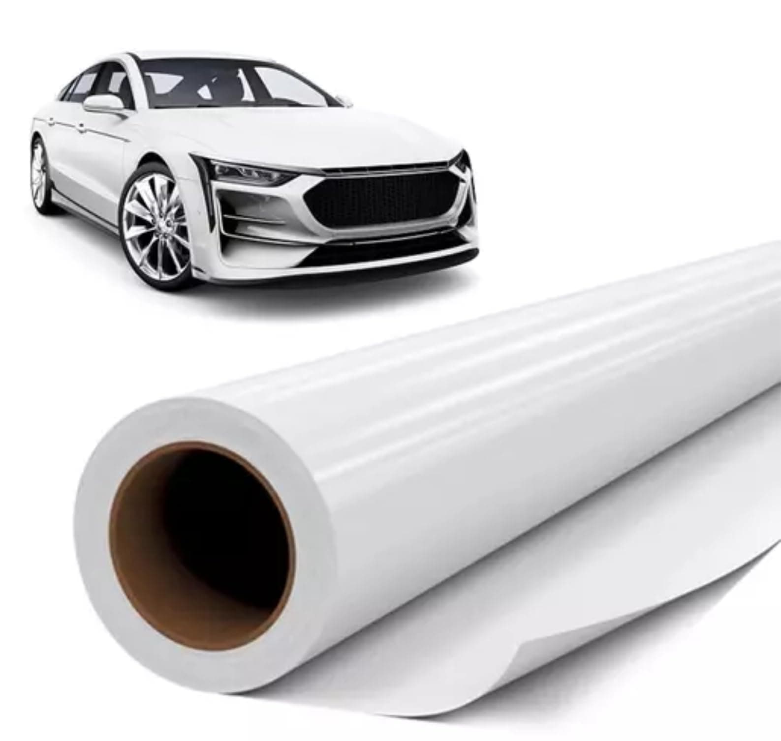 White Glossy Car Wrap Vinyl Self Adhesive Car Wrap Roll with Air Release Technology Wrapping Sheet for Car and Motorbikes. (12 x 60 inch, White)