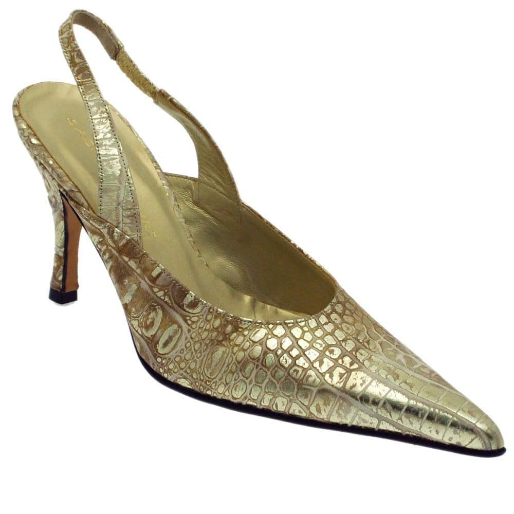 Sabrina Chic Golden Croc Sling Back Shoe