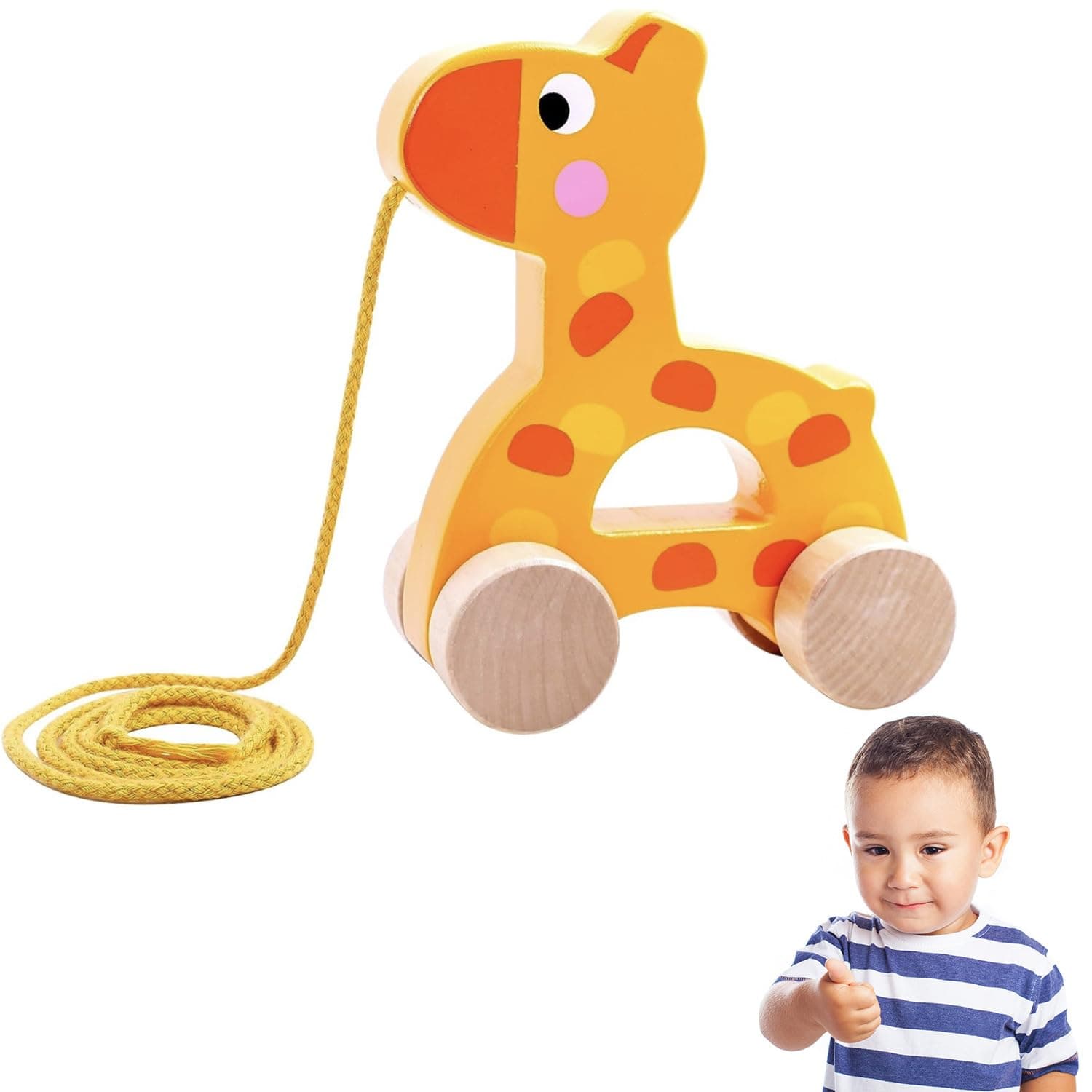 Home SmartPull And Walk-Along Wooden Giraffe Activity Toy For Kids Early-Learning and Early Development Toys - Teaches Motor Skills and Imagination (Giraffe)