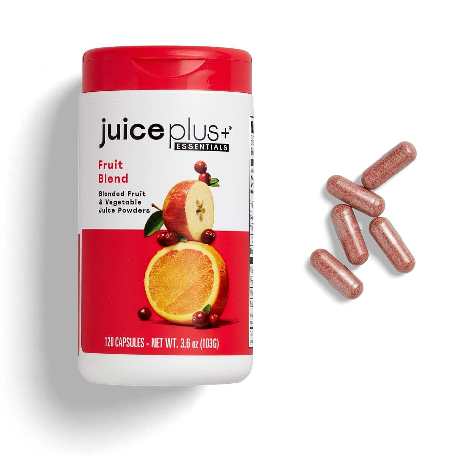 JuicePlus+ Fruit Blend: Plant-Based Whole Food Supplement with Apple, Peach, Cranberry, & More! - Vegan, Gluten-Free, Non-GMO, Kosher - Packed with Plant-Based Vitamins - 1 Bottle (60 Servings)