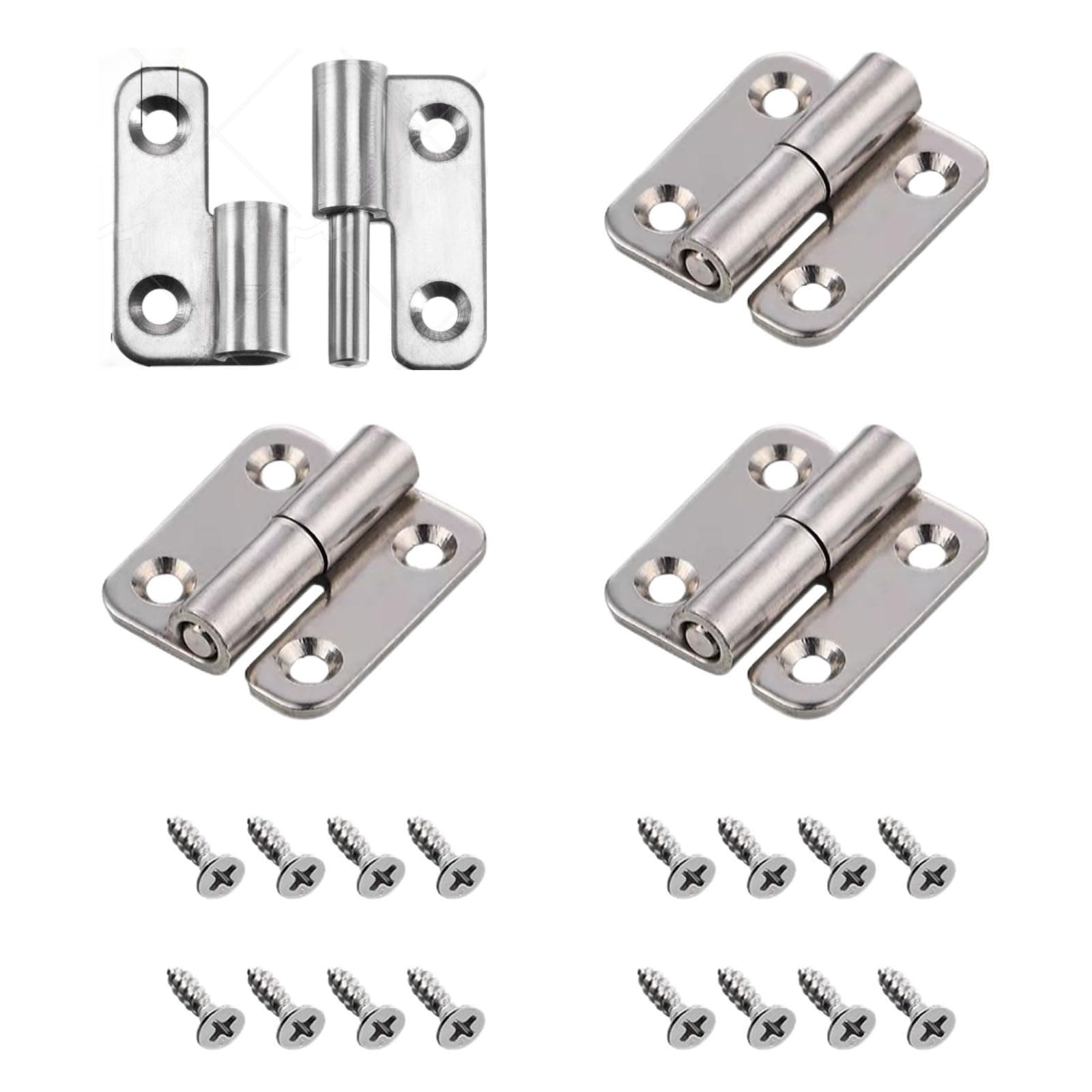 XiXiYang 4 Pcs Small Slip Joint Flag Hinge 304 Stainless Steel Hinge Heavy Duty Window Detachable Hinge with Screws for Cabinets Door