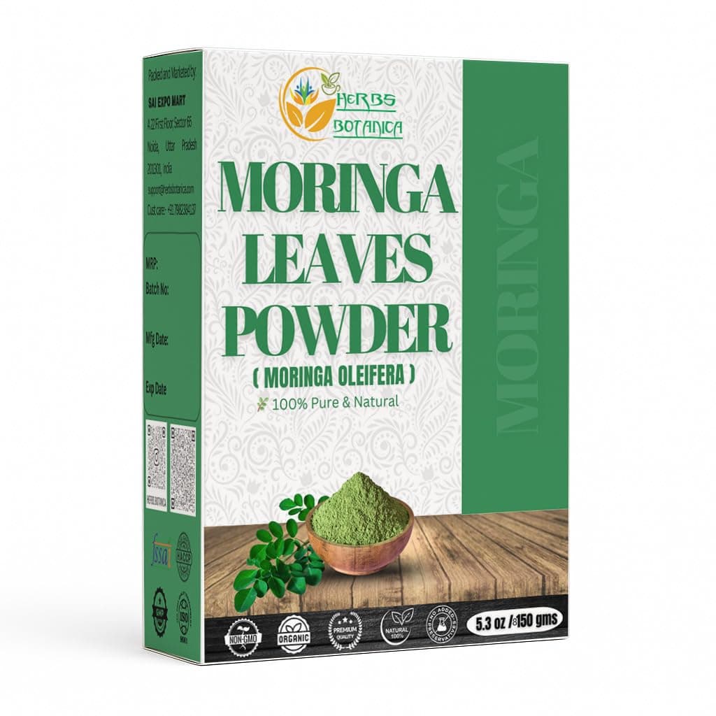 Moringa Powder 5.3 oz (150g) Organic Moringa Oleifera Leaf Powder Raw Green Superfood High in Plant-Based Protein, Iron & Vitamins Non-GMO, Vegan, Gluten Free Moringa Leaf Powder