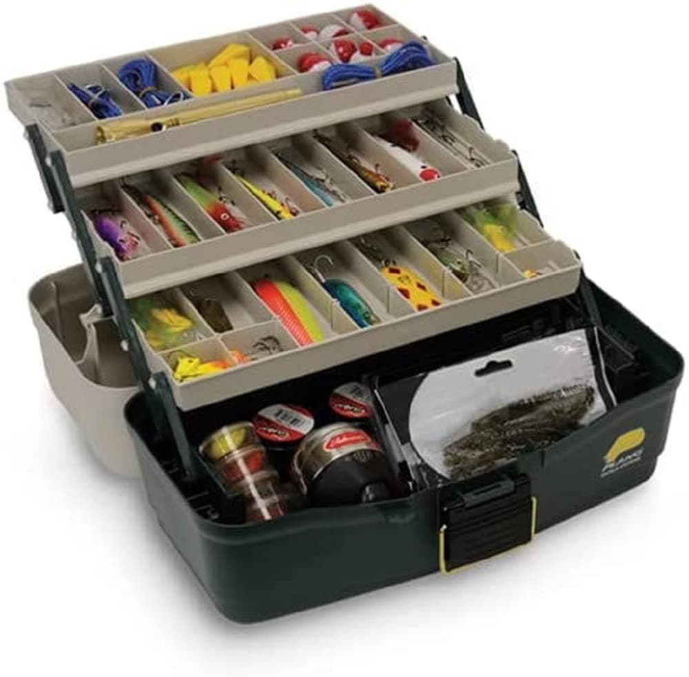 Eco-Friendly Three-Tray Tackle Box,Fishing Tackle Organizer, Portable Storage Organizer, Tool box, Small parts, Removable Trays, Fishing, Beading, School or Office Supplies or Crafting Materials