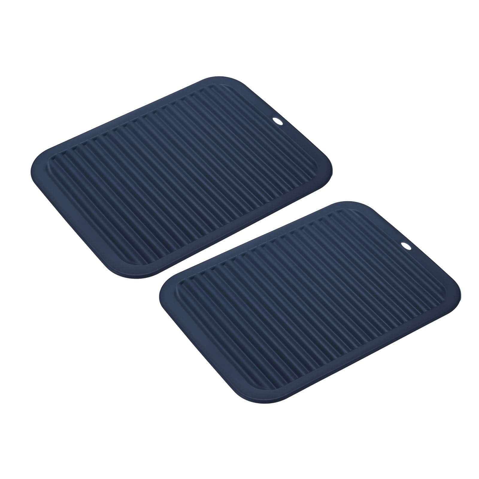 sourcing map 2pcs Silicone Trivet Mats Square Silicone Pot Holders for Hot Pots and Pans, Non-Slip Heat Resistant Hot Pads for Kitchen Table Countertops Hot Dishes, Navy Blue