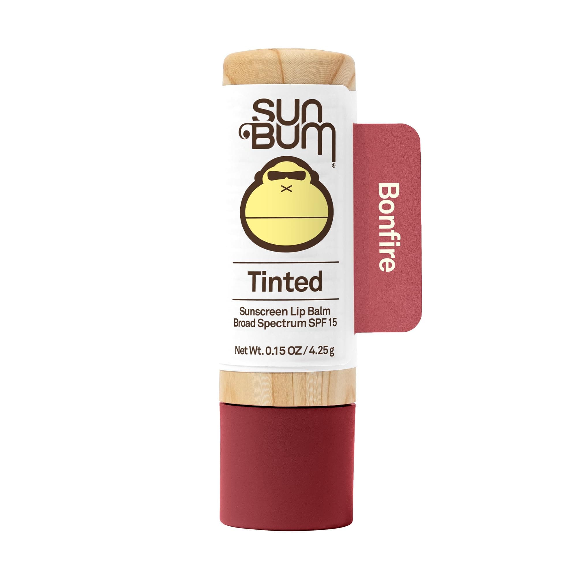 Sun Bum Tinted Lip Balm, Bon Fire, SPF 15, UVA/UVB Broad Spectrum Protection, Hypoallergenic, Paraben Free, 1 Count