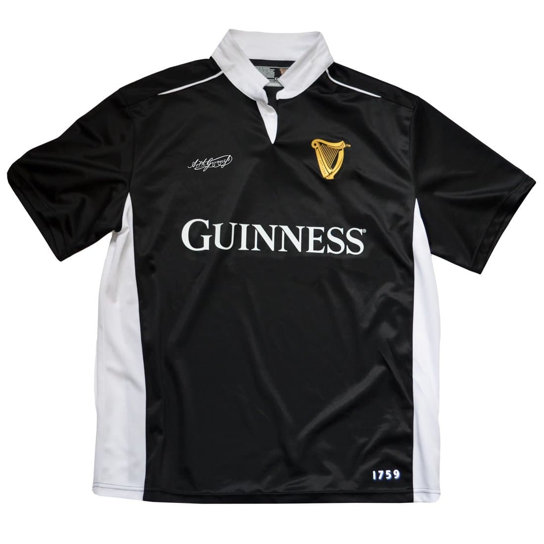 Guinness Black/White Performance Short Sleeve Rugby Shirt