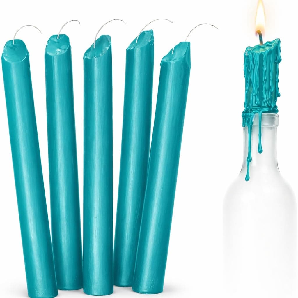 Funny Guy Mugs - Teal Drip Candles 6 Pack – Unscented Wax Candle Sticks for Weddings, Parties, Gothic & Halloween Decor – 6.5″ Tall Slow Drip Candles for Wine Bottles & Events