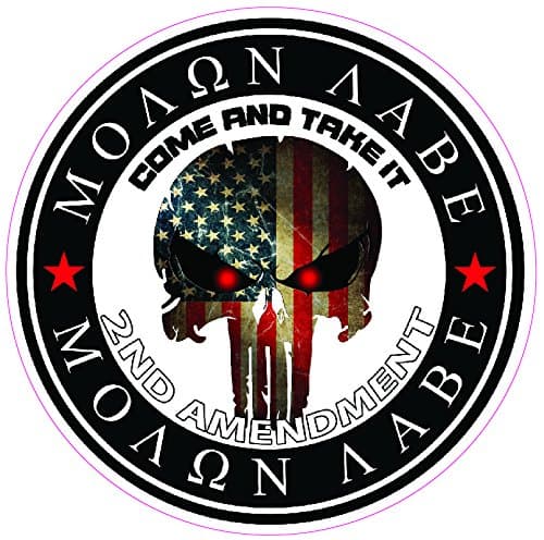 NOSTALGIA DECALS SUPER STORE Molon Labe Come and Take it Punisher 2nd Amendment Decal Small 3"