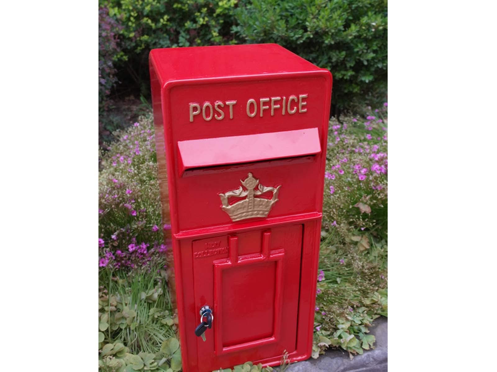 Replica GPO Wall Mounted Royal Mail Crown Emblem Post Box Or Letter Box - Red
