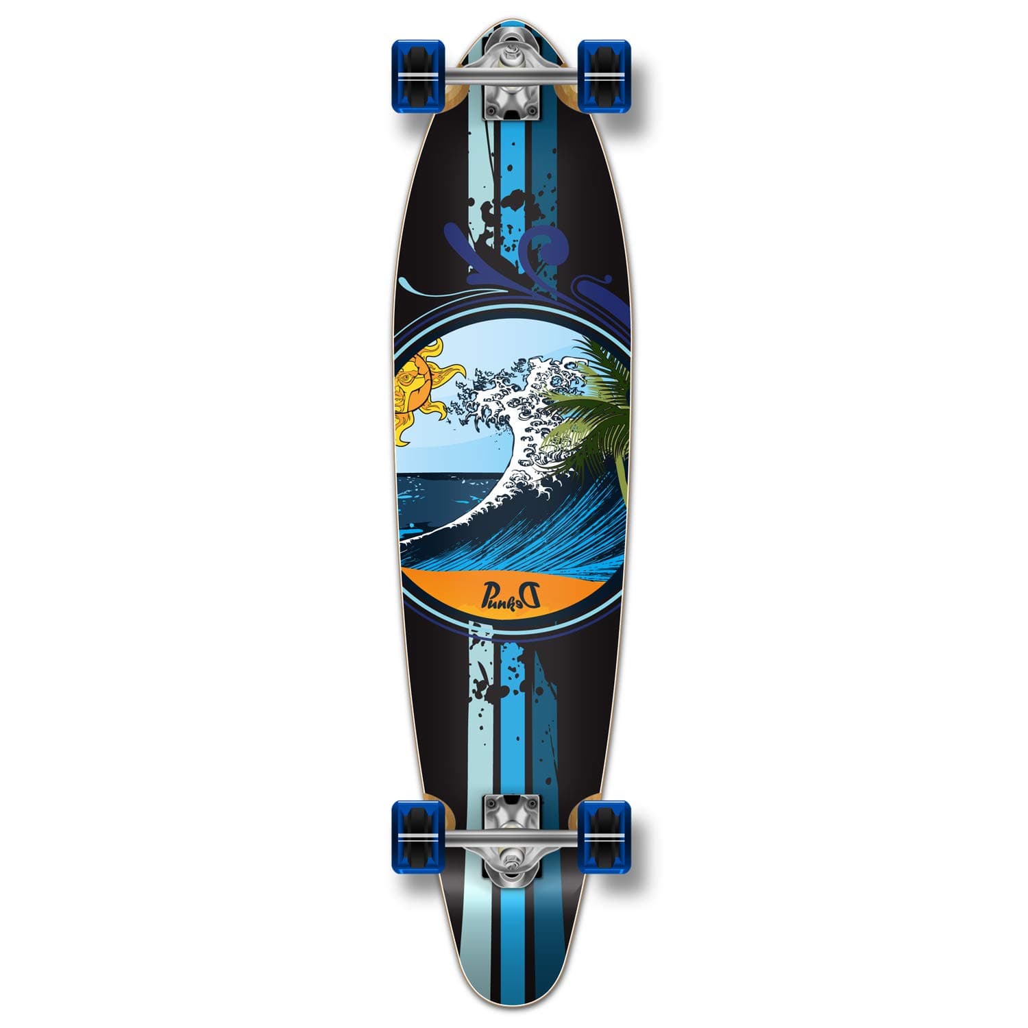 Yocaher Punked Graphic Kicktail Complete Longboard Skateboard