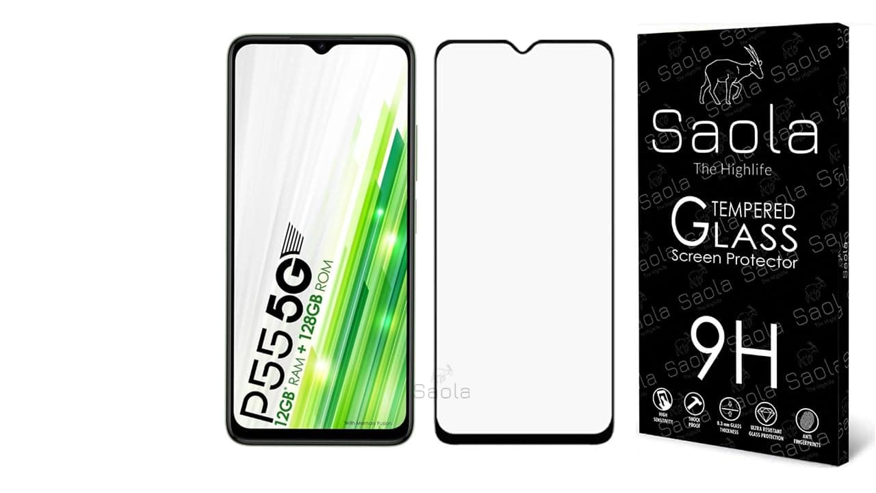 Saola® 11D Tempered Glass For itel Power 55 5G (PACK OF 1) with Free Installation Kit. Full screen Coverage. Free Replacement If Received Damaged - 6.6 inch