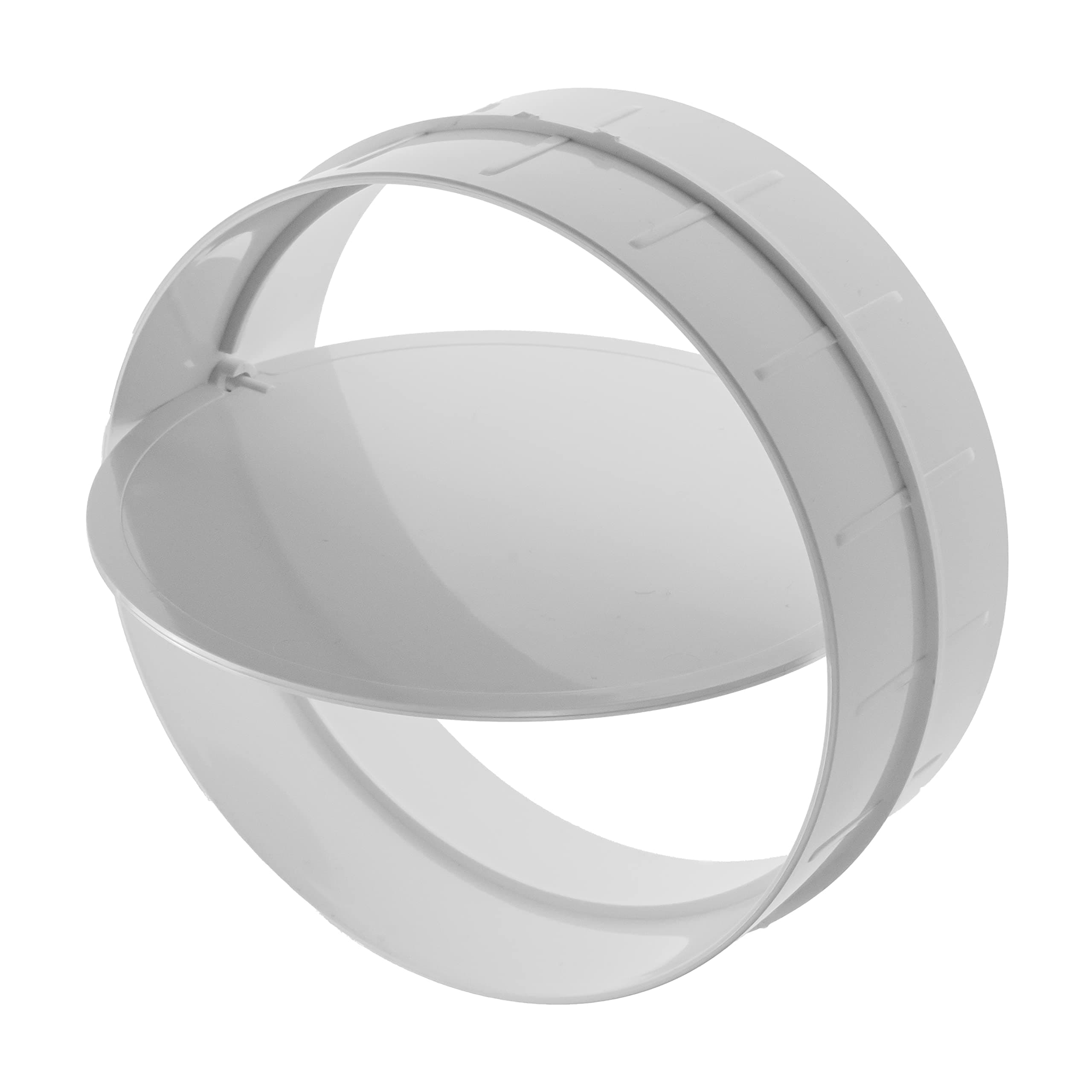 150 mm / 6" Inch Backdraft Damper Stopper - Male Fit Dryer Vent Backflow with Shutter - Plastic One-Way Airflow Ducting Insert - Inline Fan Vent Deflector