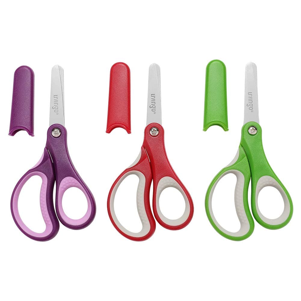 LIVINGO 5" 3 Pack Safety Scissors for Kids