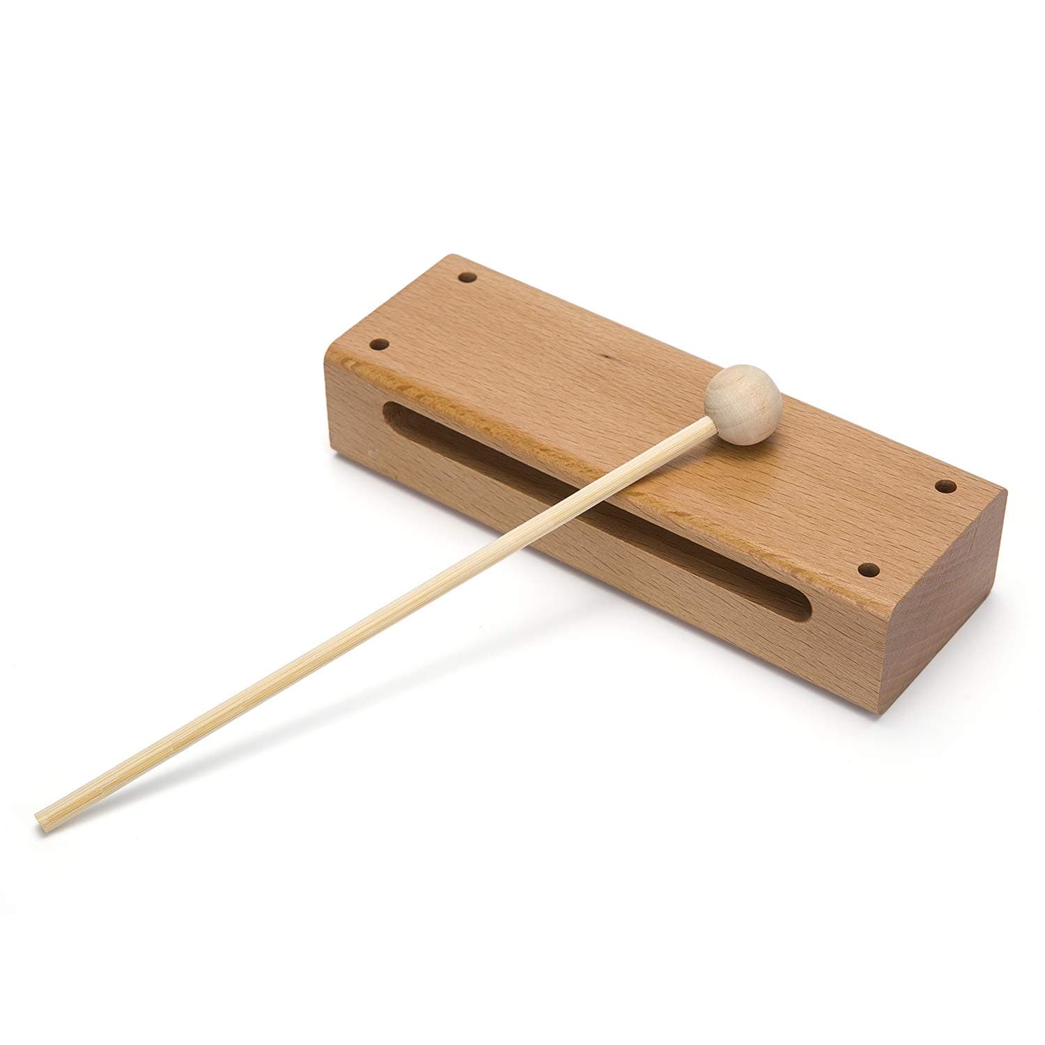 MIHEY Wood Block Musical Instrument with Mallet Solid Hardwood Percussion Rhythm Blocks