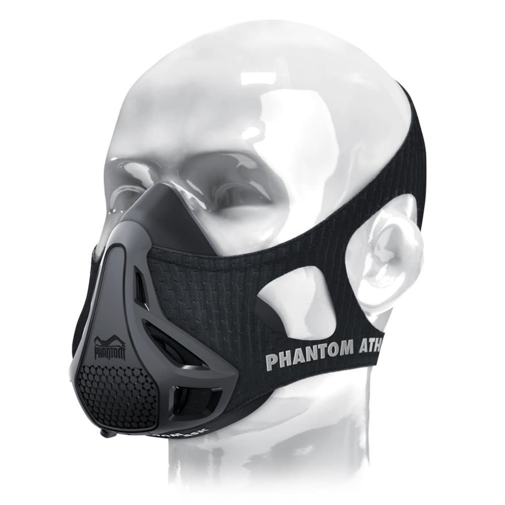 Phantom Athletics Black Workout Training Mask for Endurance Sports, High Altitude Elevation Effects, Strengthen Lungs and Breathing Muscles with 4 Levels of Resistance, Size: M