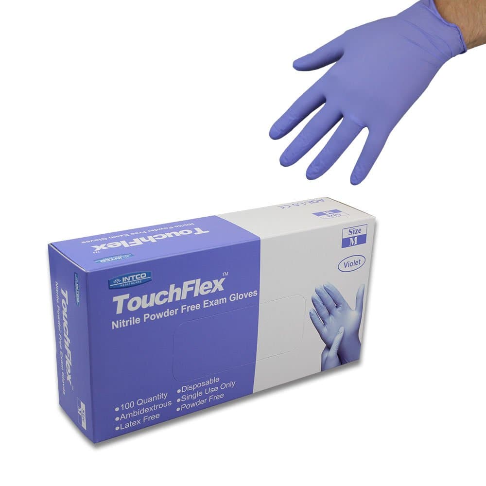 TouchFlex N318B-30M Disposable Nitrile Gloves, Powder Free, Violet (Light Purple), Size M/8 (Pack of 100 Pieces) (Packaging may vary)